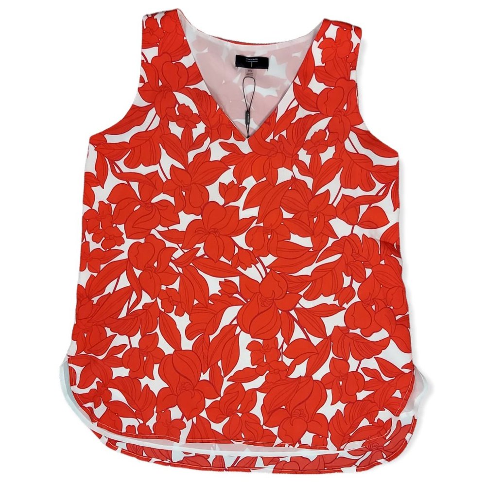 NWT TAHARI RED & WHITE SLEEVELESS TOP (M)